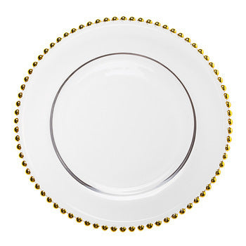 13-inch Golden Beaded Glass Charger Plate