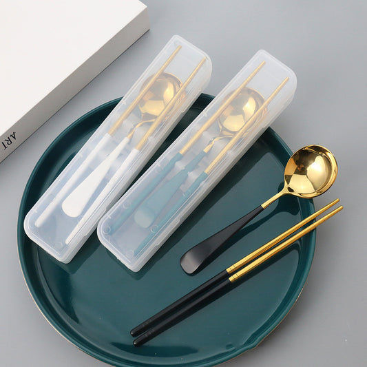 Two-Piece Stainless Steel Matching Spoon and Chopsticks
