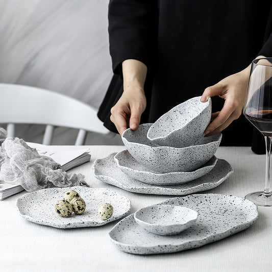 Nordic Granite Pattern Ceramic Tableware