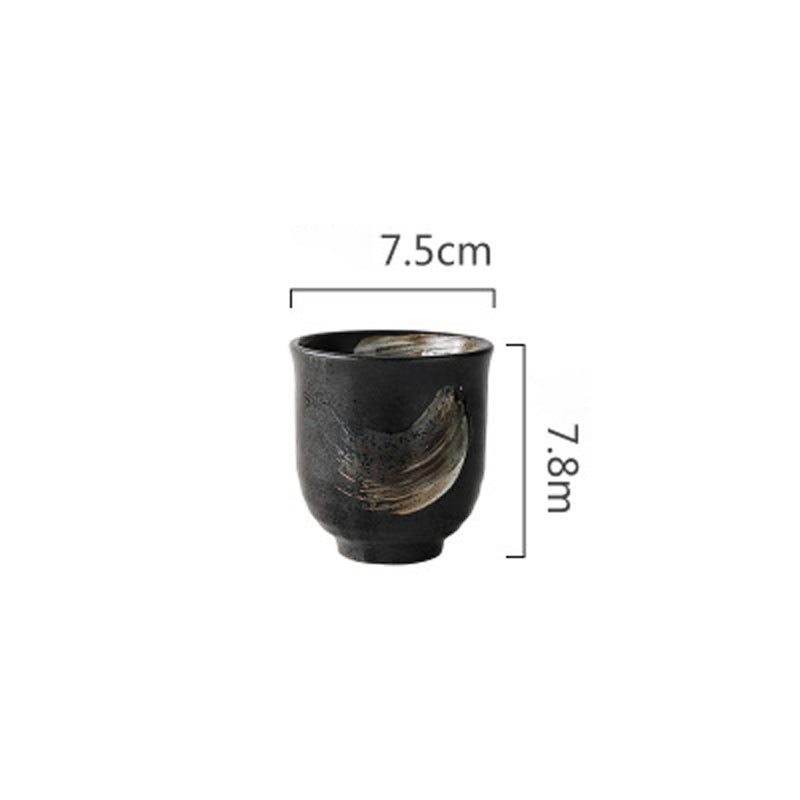 Brush Stroke Black Ceramic Dining Set