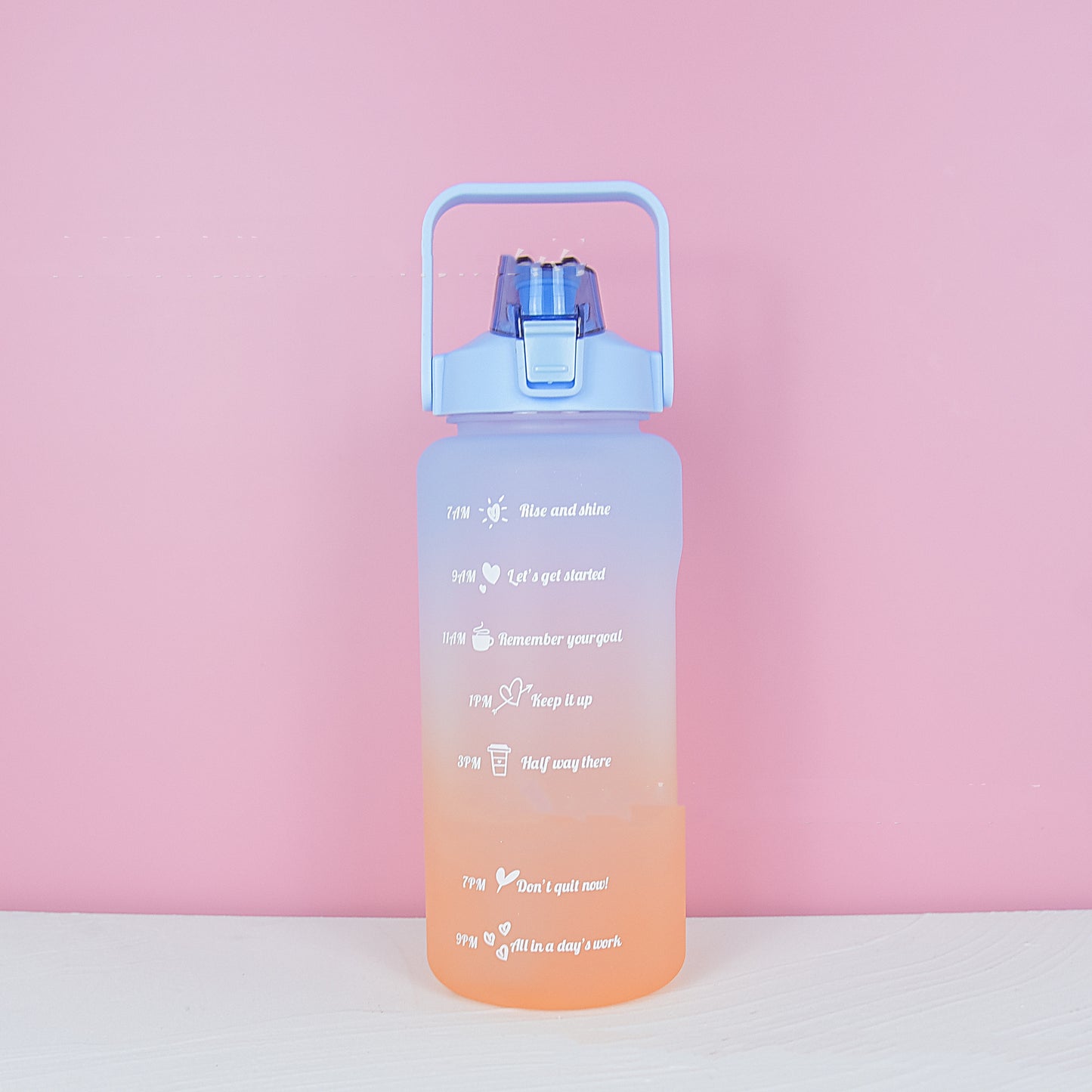 2 Liter Gradient Frosted Water Bottle, Time Markings