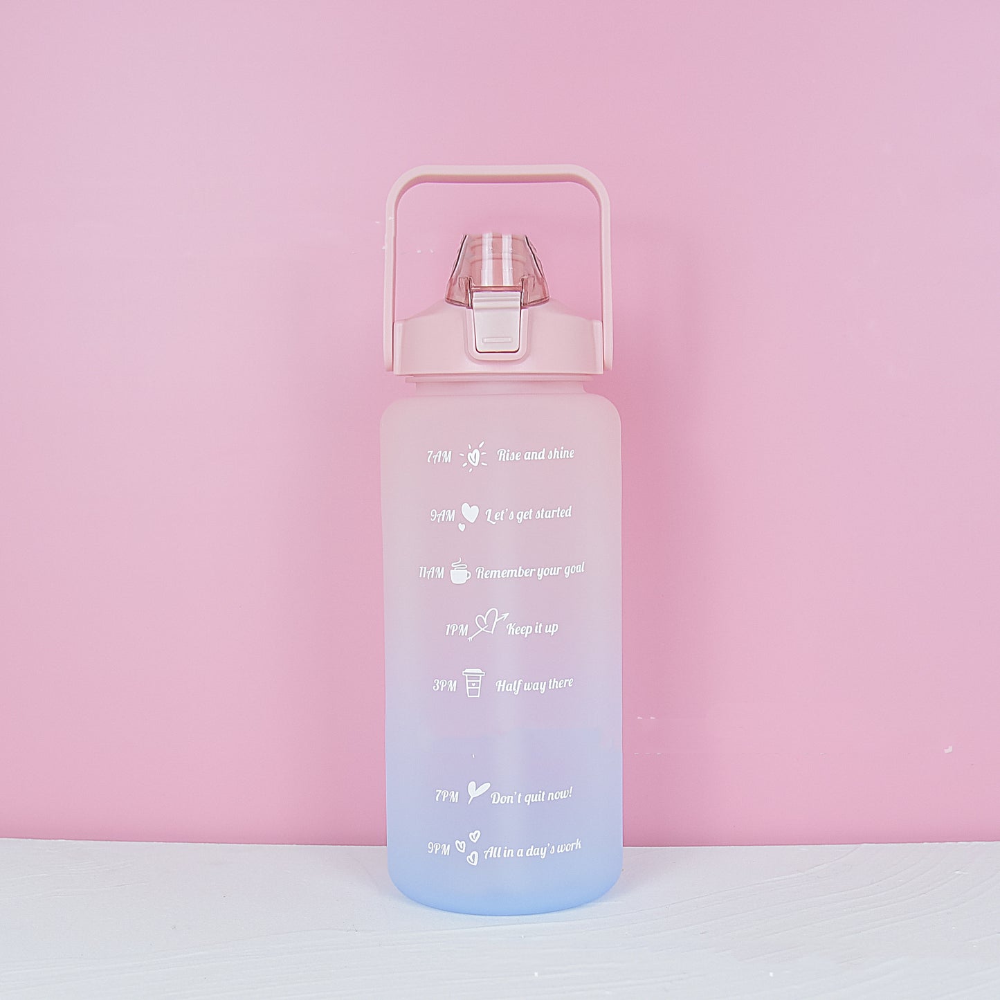 2 Liter Gradient Frosted Water Bottle, Time Markings