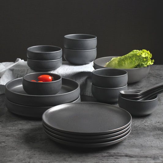 Dark Gray Minimalist Ceramic Tableware Set