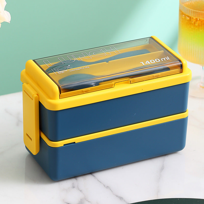 Double-Layered Lunch Box With Cutlery, Rectangle