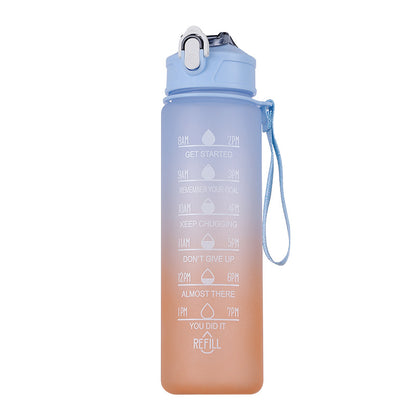 Colorful Time Graduated Water Bottle with Straw