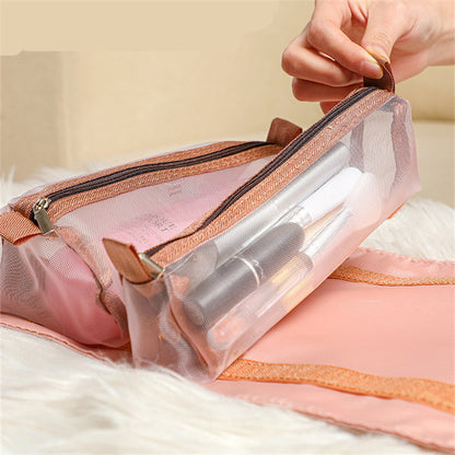 Folding Cosmetic Bag with Detachable Pouches