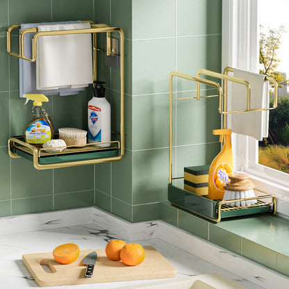 Sink Organizer with Drainer and Towel Rack