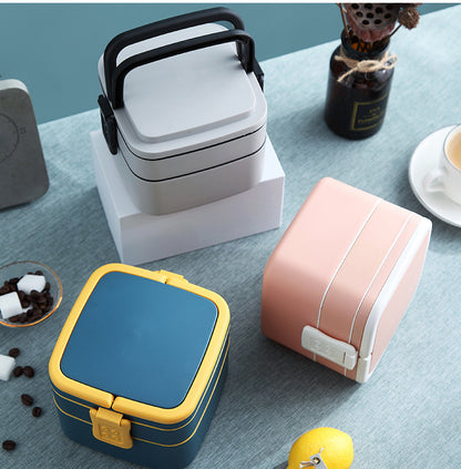 Double-Layered Lunch Box with Cutlery