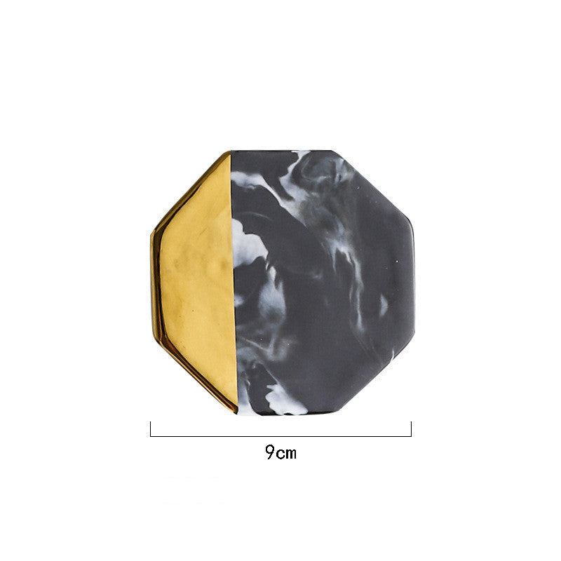 Gold and Black Marbled Ceramic Coaster