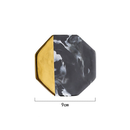 Gold and Black Marbled Ceramic Coaster