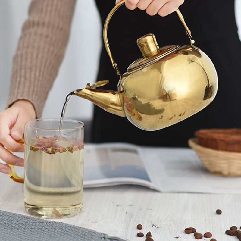 Stainless steel Gold and Silver Teapot with Strainer