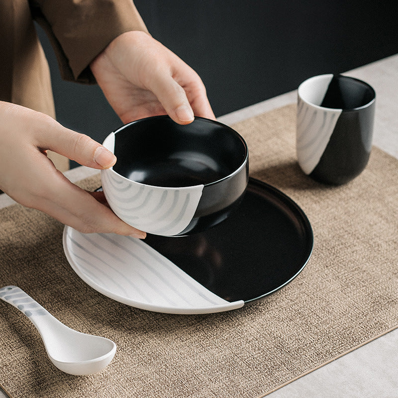 Black And White Ceramic Dining Set