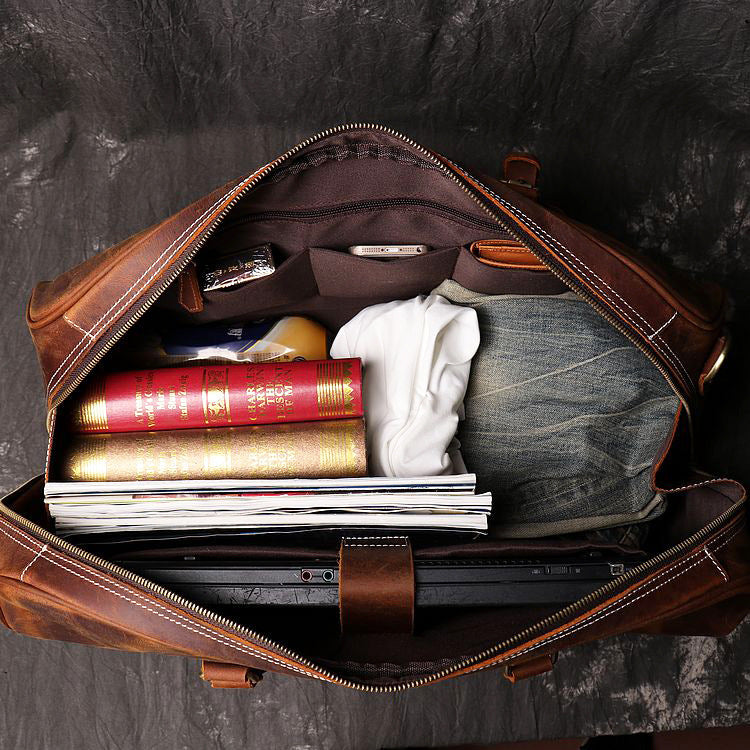 Leather Over the Shoulder Travel Duffel Bag