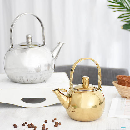 Stainless steel Gold and Silver Teapot with Strainer