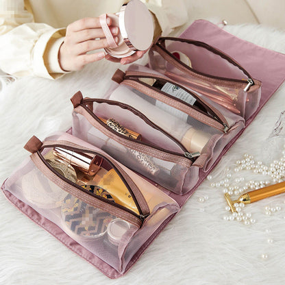 Folding Cosmetic Bag with Detachable Pouches