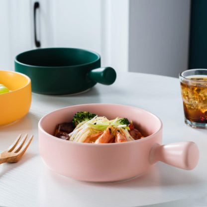 Colorful Ceramic Bowl with Handle Bakeware