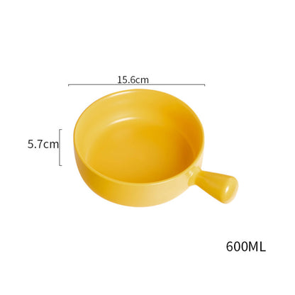 Colorful Ceramic Bowl with Handle Bakeware