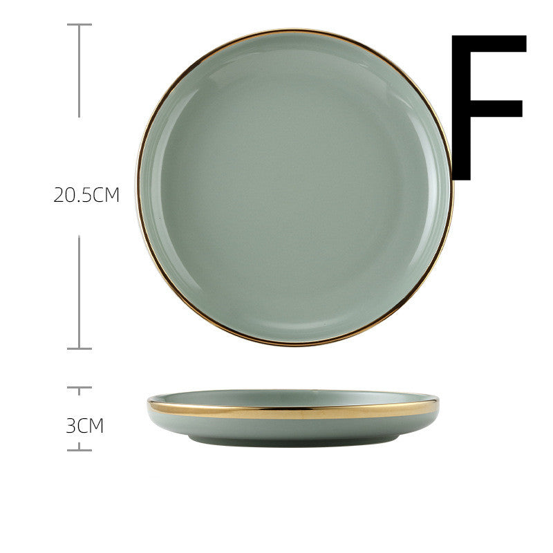 Light Green Dining Set with Gold Trim