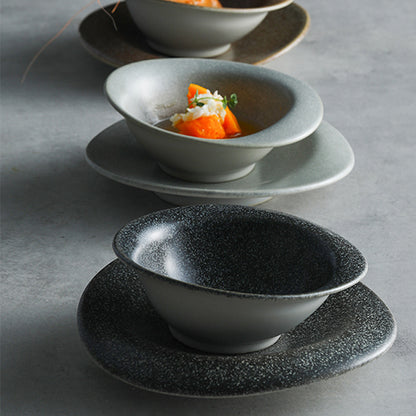 Grey Asymmetrical Oval Bowl Set