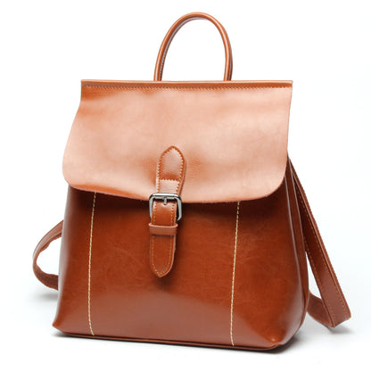 Natural Leather Small Travel Backpack