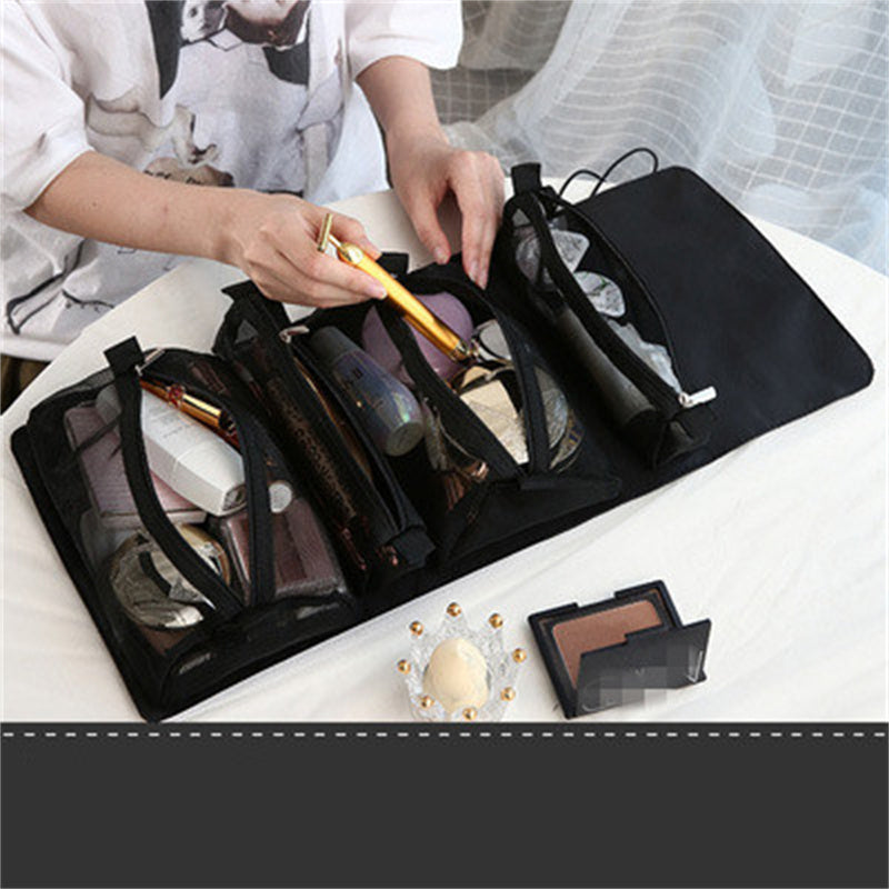 Folding Cosmetic Bag with Detachable Pouches