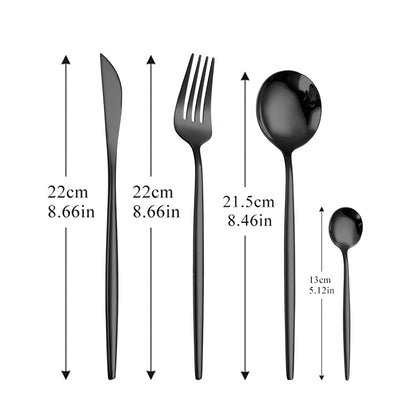 4-Piece Cutlery Set with Gold Accents