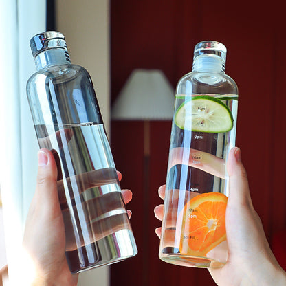 Time-Graduated Glass Water Bottle