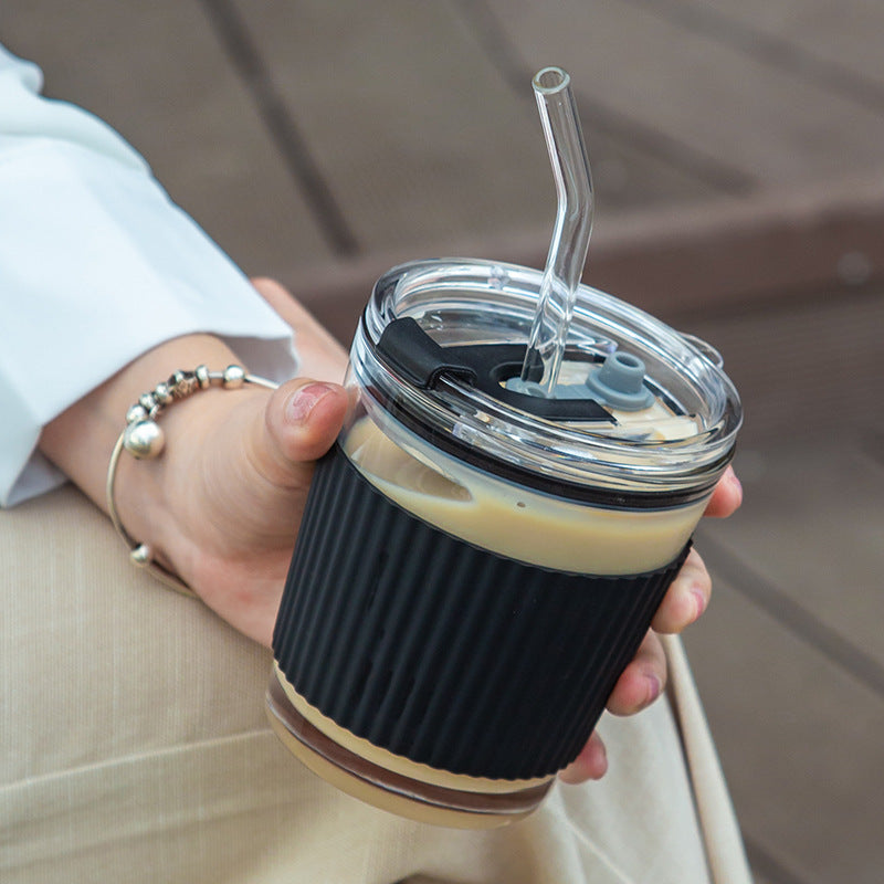 Clear Glass Coffee Cup With Lid