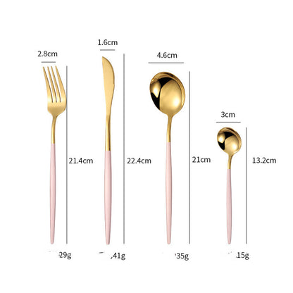 4-Piece Cutlery Set with Gold Accents