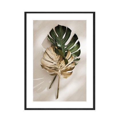 Green and Gold Leaves Wall Art