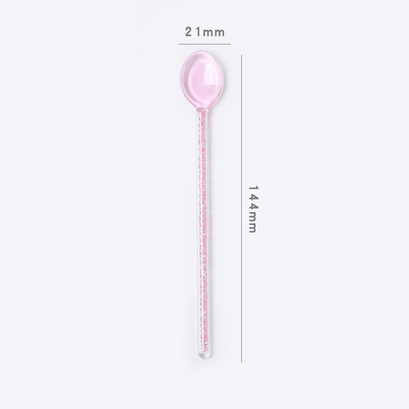 Transparent Colorful Glass Teaspoon