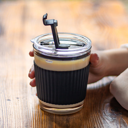 Clear Glass Coffee Cup With Lid