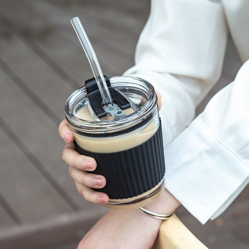 Clear Glass Coffee Cup With Lid