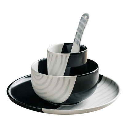 Black And White Ceramic Dining Set