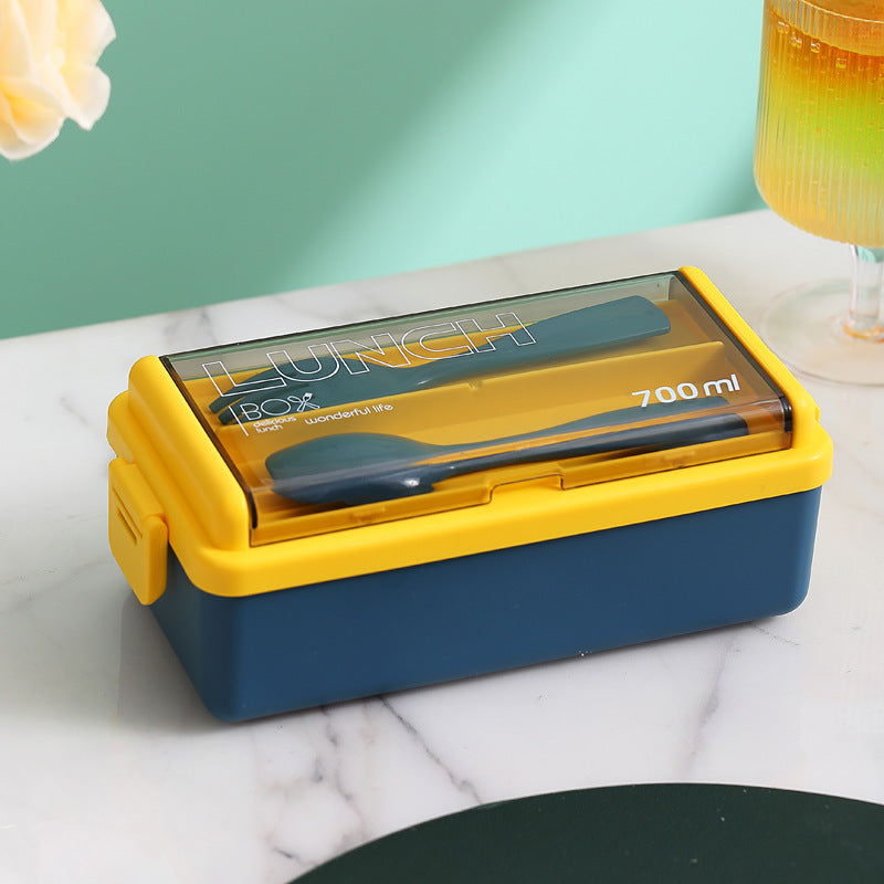 Double-Layered Lunch Box With Cutlery, Rectangle