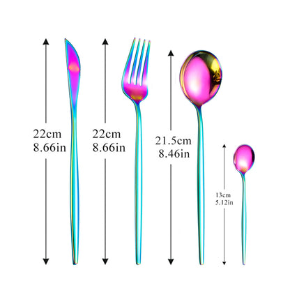 4-Piece Cutlery Set with Gold Accents