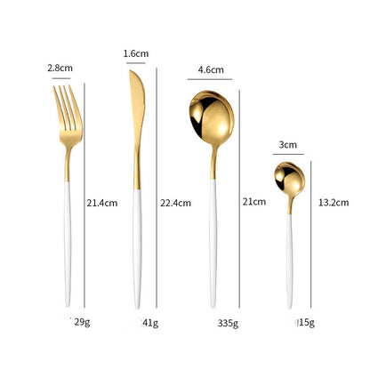 4-Piece Cutlery Set with Gold Accents