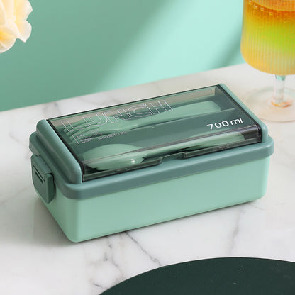 Double-Layered Lunch Box With Cutlery, Rectangle