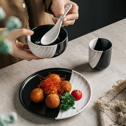 Black And White Ceramic Dining Set