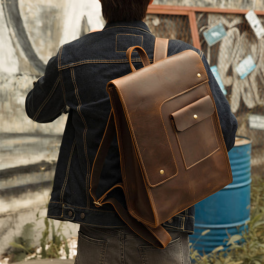 Leather Multi-Pocket Style Backpack