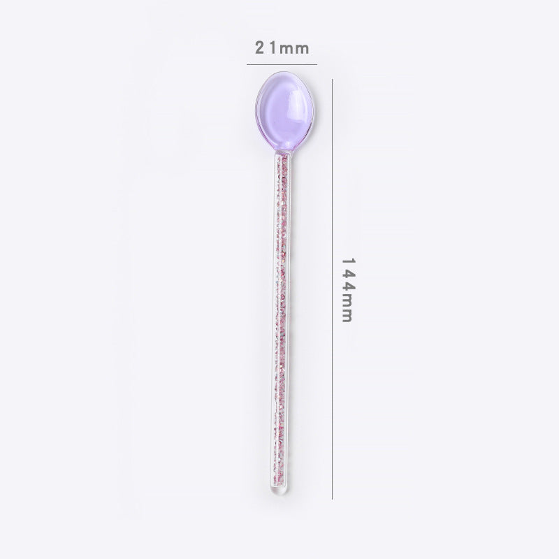 Transparent Colorful Glass Teaspoon