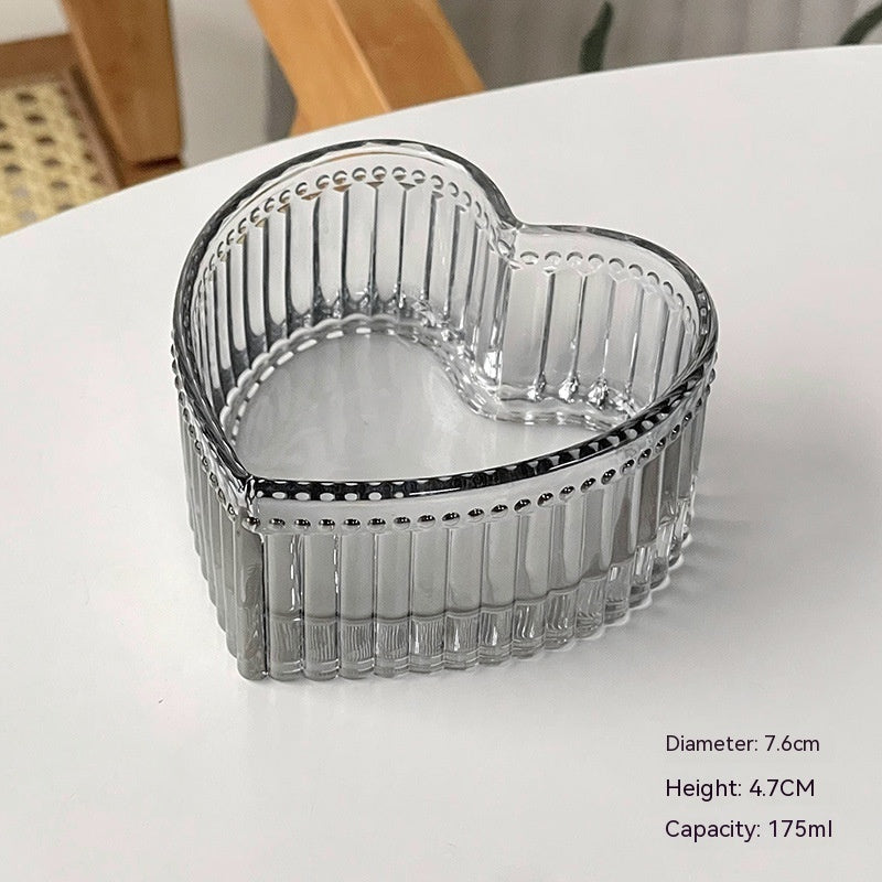 Heart-Shaped Glass Decorative Bowl