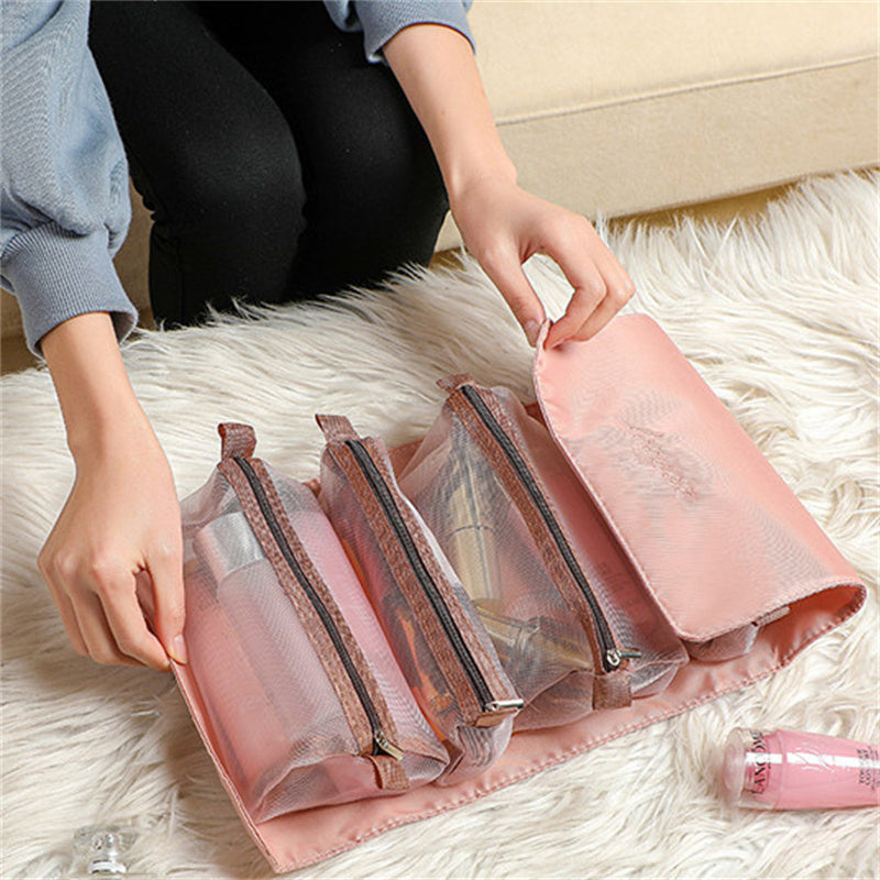 Folding Cosmetic Bag with Detachable Pouches