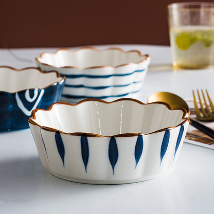 Hand Painted Bowls with Scalloped Edges