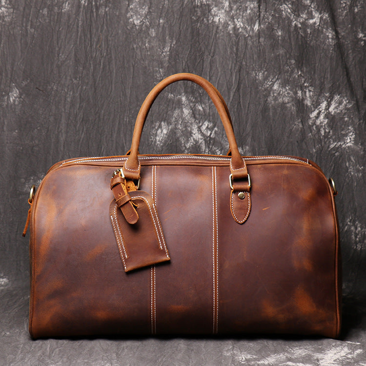 Leather Over the Shoulder Travel Duffel Bag