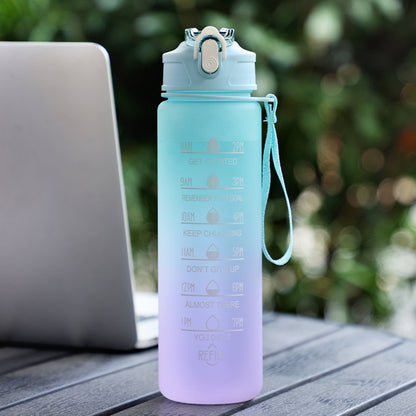 Colorful Time Graduated Water Bottle with Straw