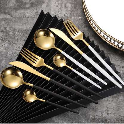 4-Piece Cutlery Set with Gold Accents