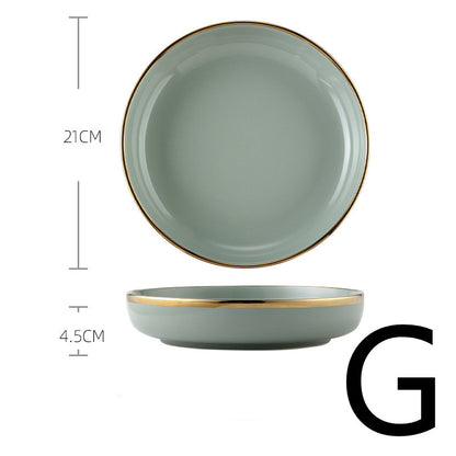 Light Green Dining Set with Gold Trim