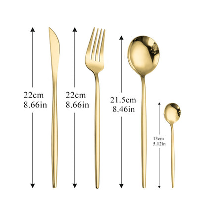 4-Piece Cutlery Set with Gold Accents