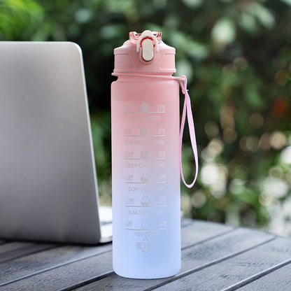 Colorful Time Graduated Water Bottle with Straw